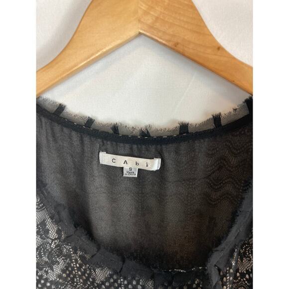 CABI Emily Lace Overlay Tie Bow Neckline Tank Blouse #552 Size Small - Picture 3 of 8